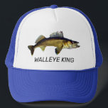Fun "Walleye King" Trucker Hat<br><div class="desc">This fishing hat featuring a walleye pike is fit for the "King of Walleyes."</div>