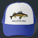 Fun "Walleye King" Trucker Hat<br><div class="desc">This fishing hat featuring a walleye pike is fit for the "King of Walleyes."</div>