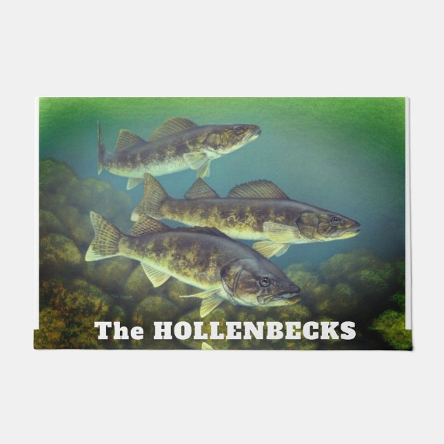 Fun Walleye Pike Fish Pattern Doormat (Front)