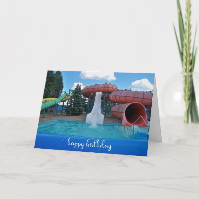 Fun Water Park and Slides Birthday Card (Front)