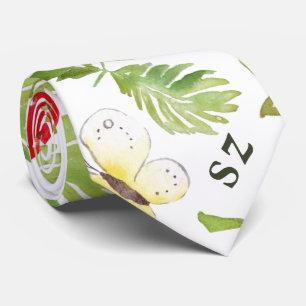 Fun Watercolor Art Strawberry and Bee Pattern Tie