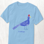 Fun Watercolor Bird Art Personalized T-Shirt<br><div class="desc">A fun and whimsical watercolor painting of a Lady Ross Turaco bird.  Change the name to personalize,  or remove it if you prefer. Ideal for an animal lover. Original art by Nic Squirrell.</div>