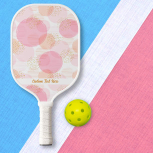 Fun Watercolor Circles Pink Gold Custom Text Pickleball Paddle