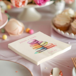 Fun watercolor paint splash macaroons napkin