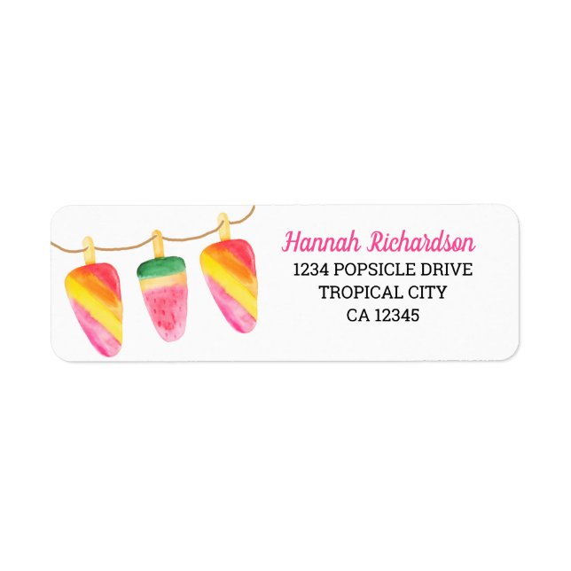 Fun Watercolor Popsicle Adresse de retour (Devant)
