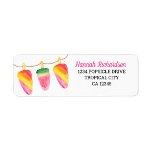 Fun Watercolor Popsicle Return Adresse
