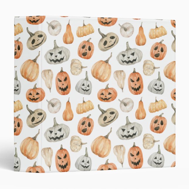 Fun Watercolor Pumpkin Pattern Binder (Front/Spine)