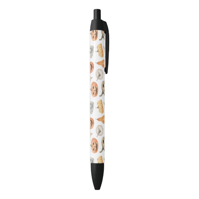 Fun Watercolor Pumpkin Pattern Black Ink Pen (Bottom (Vertical))