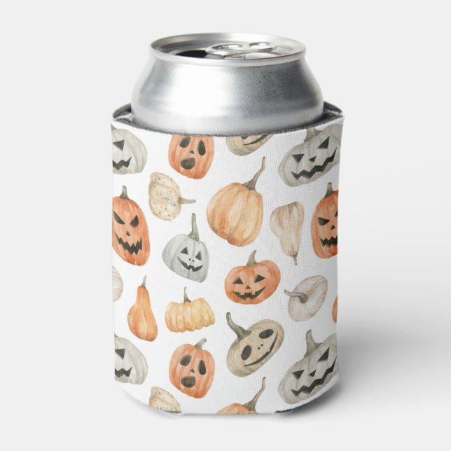 Fun Watercolor Pumpkin Pattern Can Cooler (Can Front)