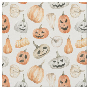 Fun Watercolor Pumpkin Pattern Fabric