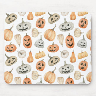 Fun Watercolor Pumpkin Pattern Mouse Pad