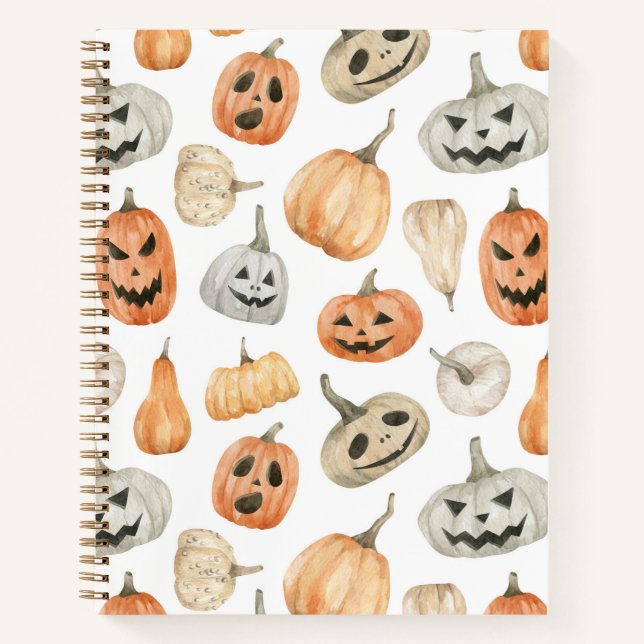 Fun Watercolor Pumpkin Pattern Notebook (Front)