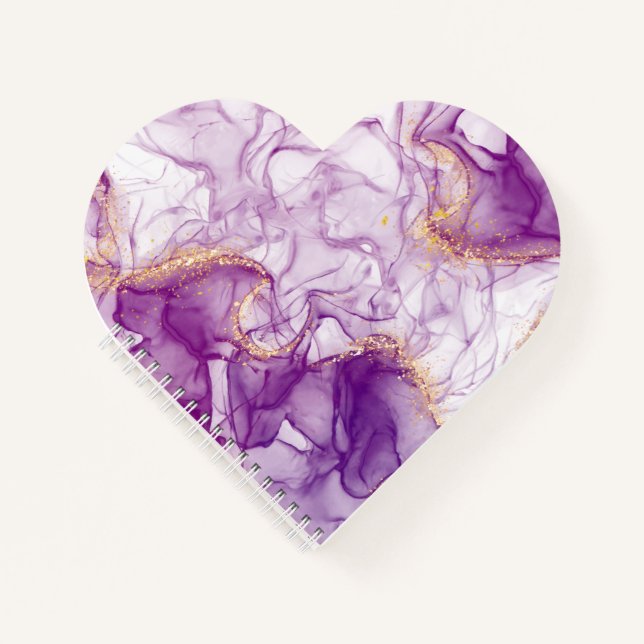 Fun Watercolor Purple Background with Golden Foils Notebook (Front)