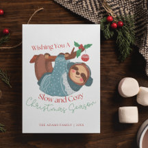 Fun Watercolor Sloth Slow & Cozy Christmas Season
