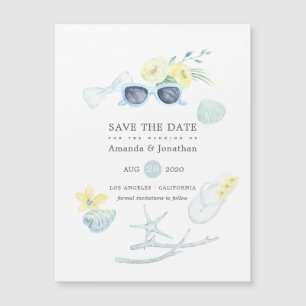 Fun Watercolor Summer Beach Wedding Save the Date