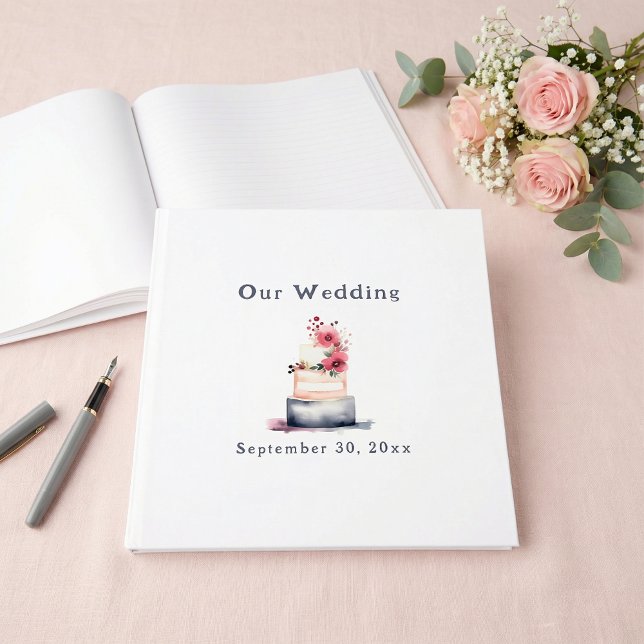 Fun watercolor wedding cake guest book (Fun watercolor wedding cake guest book)