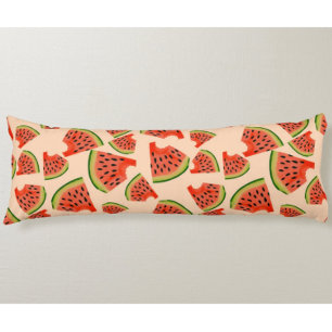 Fun Watermelon Bite Pattern Peach  Body Pillow