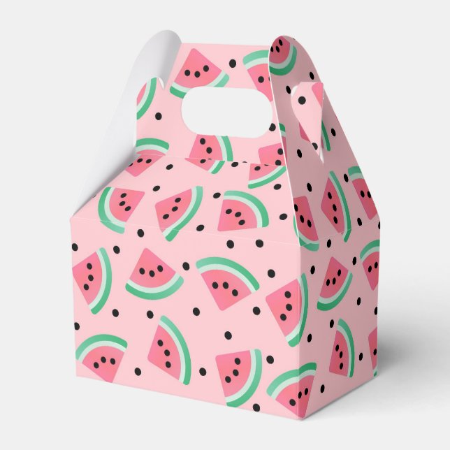 Fun Watermelon Slice Pattern Summer Vibes Favor Box (Front Side)