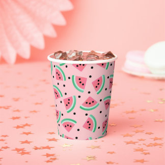 Fun Watermelon Slice Pattern Summer Vibes Paper Cups