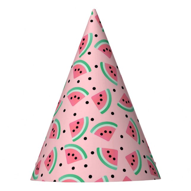 Fun Watermelon Slice Pattern Summer Vibes Party Hat (Front)