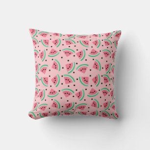 Fun Watermelon Slice Pattern Summer Vibes Throw Pillow