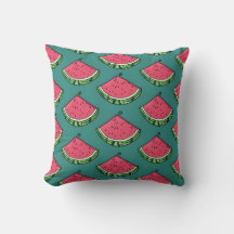 Fun Watermelon Slice Pattern Throw Pillow