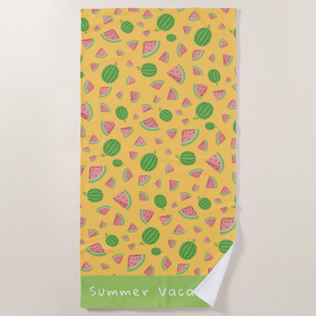 Fun Watermelon Summer Vacation Beach Towel (Front)