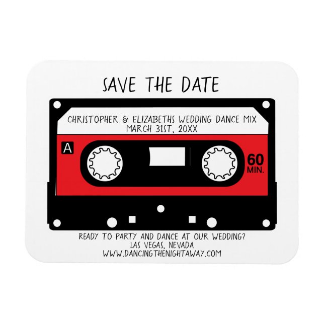 Fun Wedding Dance Mix Tape Save The Date Engaged Magnet (Horizontal)