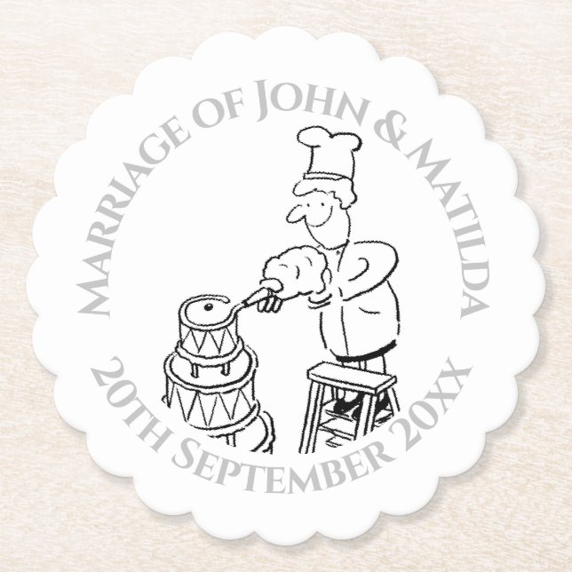 Fun Wedding Day Wedding Reception Paper Coaster (Front)