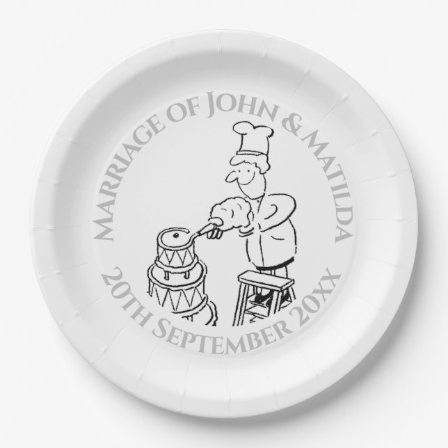 Fun Wedding Day Wedding Reception Paper Plate (Front)