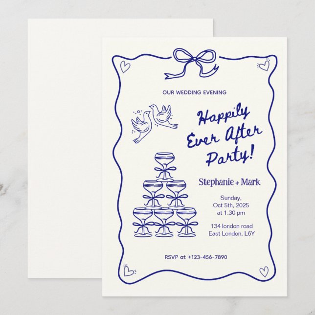 Fun Wedding Evening Invitations Happily Ever After (Front/Back)