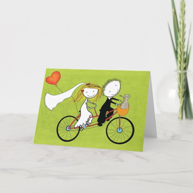 Fun wedding invitation for cyclers and cat lovers (Front)