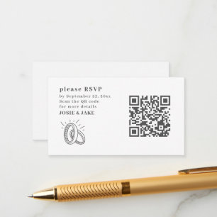 Fun Wedding Rings Illustration RSVP QR Code Enclosure Card