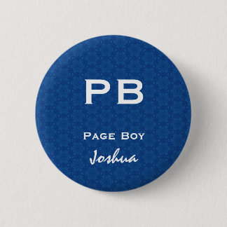 Fun Wedding Role Abbreviation Blue Pattern White 2 Inch Round Button