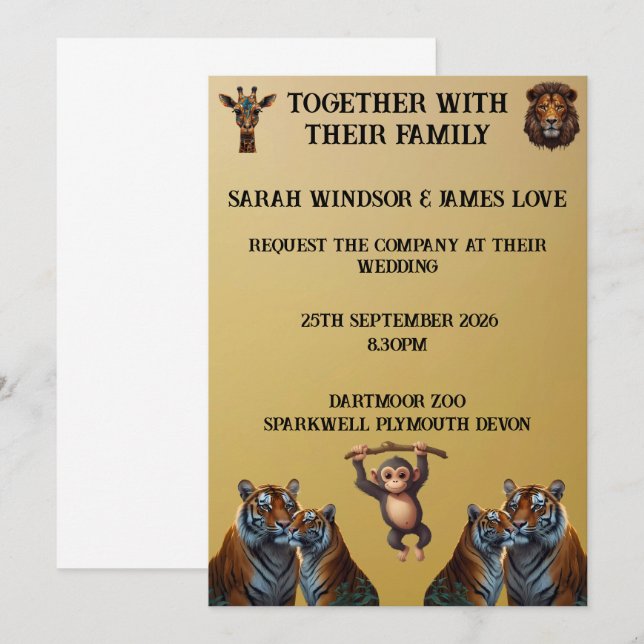 Fun Wedding Zoo  Invitation (Front/Back)