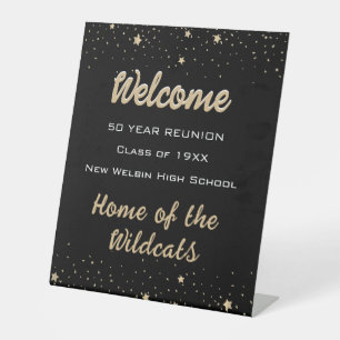 Fun Welcome! Confetti Class Reunion Pedestal Sign