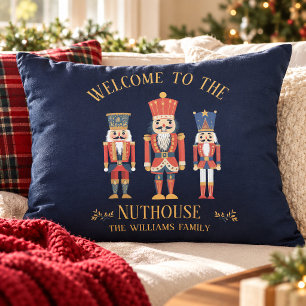 Fun Welcome to the Nuthouse Nutcracker Christmas Accent Pillow