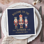 Fun Welcome to the Nuthouse Nutcracker Christmas Napkin<br><div class="desc">Add a playful touch to your holiday table with our ‘Welcome to the Nuthouse’ napkins! Featuring 3 fun nutcrackers and your custom family name,  they're perfect for spreading Christmas cheer at every meal.</div>