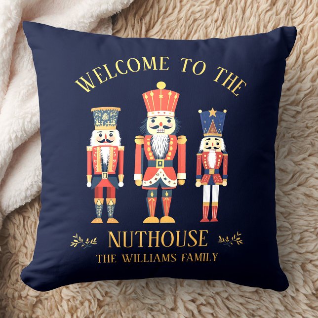 Fun Welcome to the Nuthouse Nutcracker Christmas Throw Pillow (Creator Uploaded)