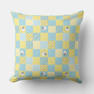 Fun Welsh Sheep, Faux Patchwork, Coussin ou coussi
