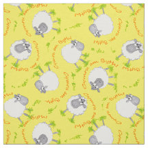 Fun Welsh Sheep on Yellow Pattern Custom Fabric