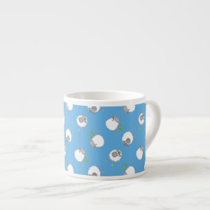 Fun Welsh Sheep Pattern on Sky Blue Background Espresso Cup