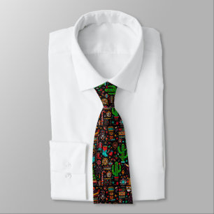 Fun Western Pattern Christmas Black Tie