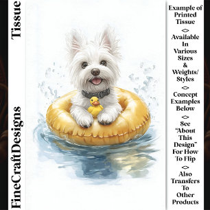 Fun Westie Dog, Rubber Ring & Duck CV5 Decoupage Tissue Paper