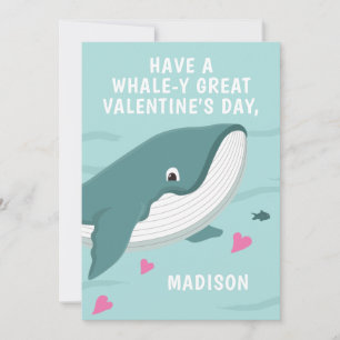 Fun whale customizable Valentine  Card