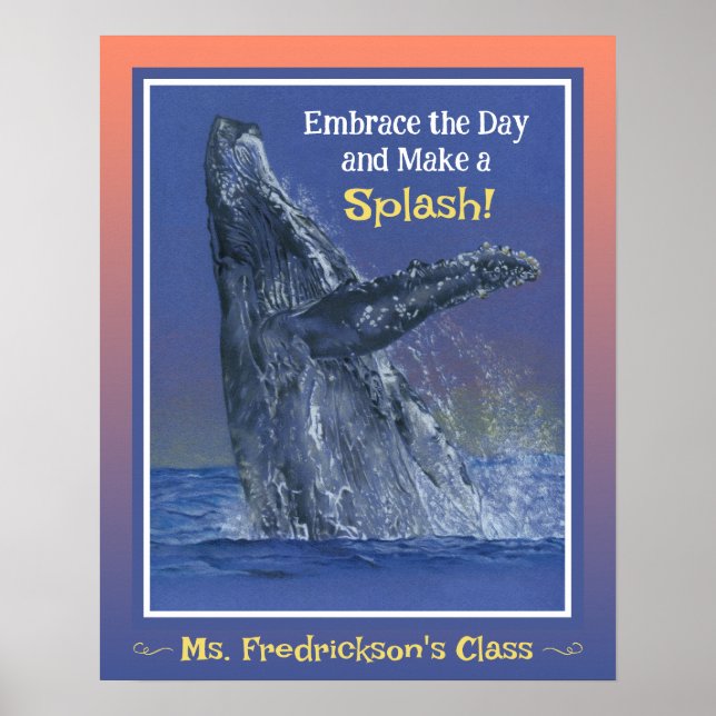Fun Whale Print for the Classroom Sunset Border (Front)