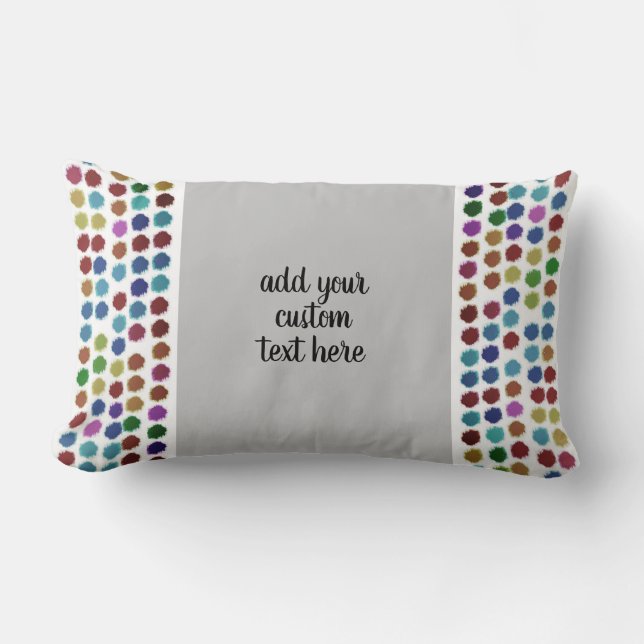 fun whimsical add text custom quote painted dots lumbar pillow (Front)