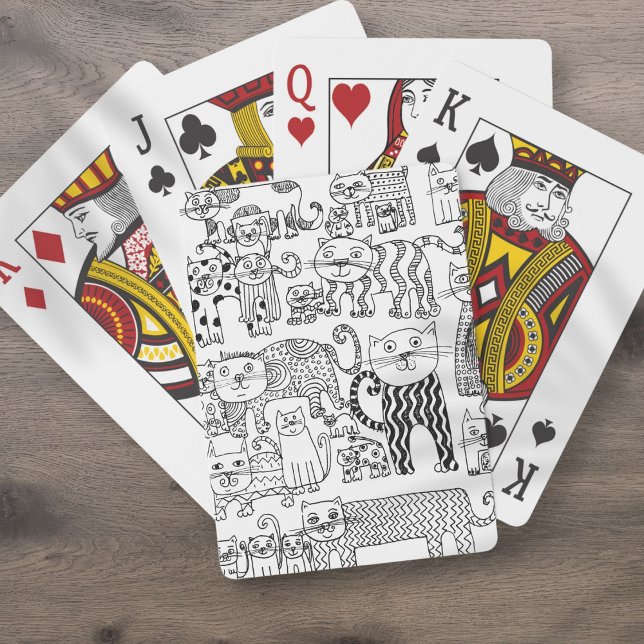 Fun Whimsical Cats Black and White Pattern Playing Cards (Fun Whimsical Cats Black and White Pattern Playing Cards)