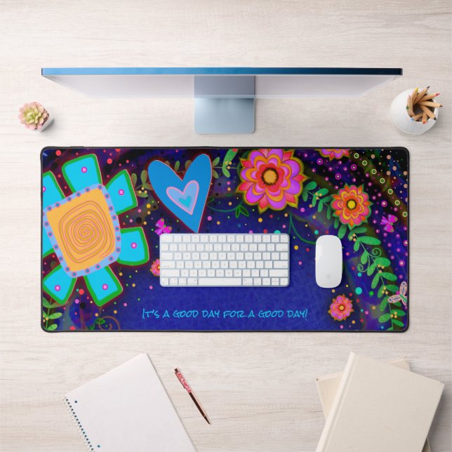 Fun Whimsical Colorful Floral Coeur Personnalisé (Bureau 1)