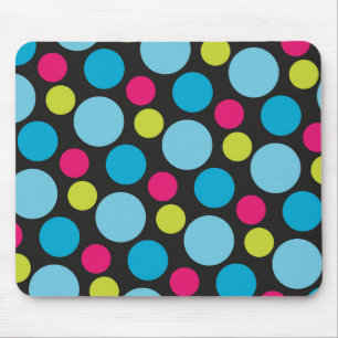 Fun Whimsical Colourful Dots Turquoise Blue Patter Mouse Pad